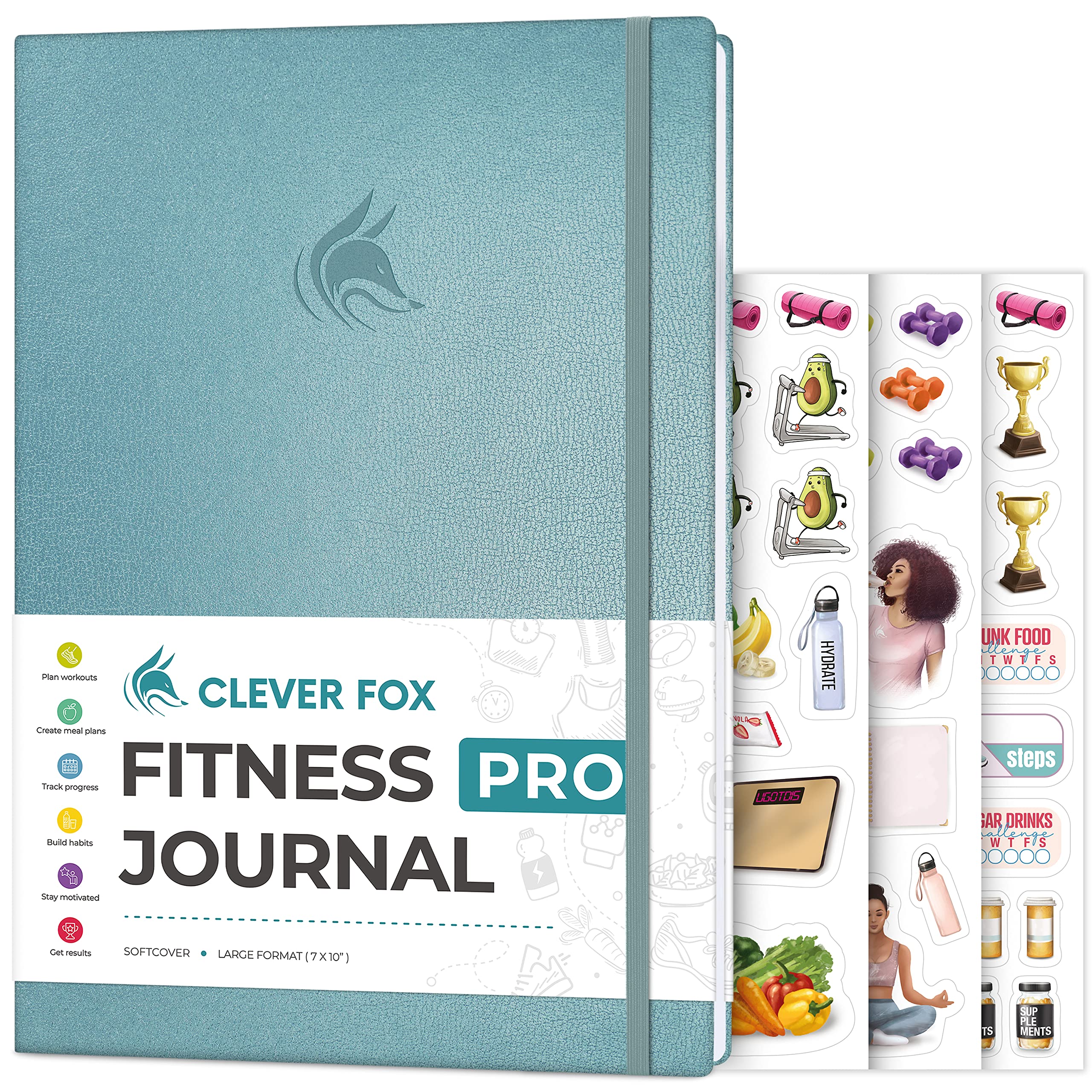 Clever Fox Fitness Journal PRO – Daily Workout Planner with Meal Planner & Habit Tracker – Gym Exercise Log Book for Women & Men – Fitness Planner