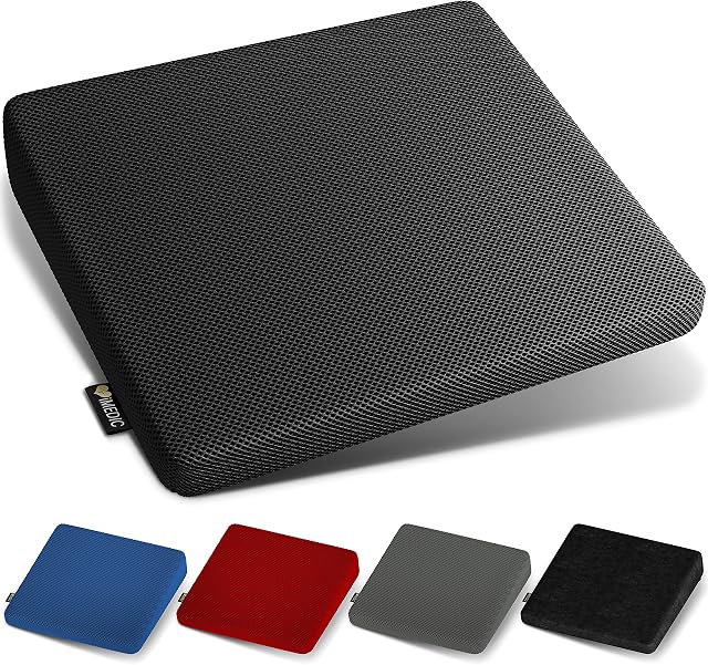 iMedic - Memory Foam Seat Cushion for Office Chair, Posture Correction, Pain Relief - Height Boost - Orthopaedic Car Seat Cushion with Washable, Breathable 3D Mesh - with Anti Slip Bottom - Black