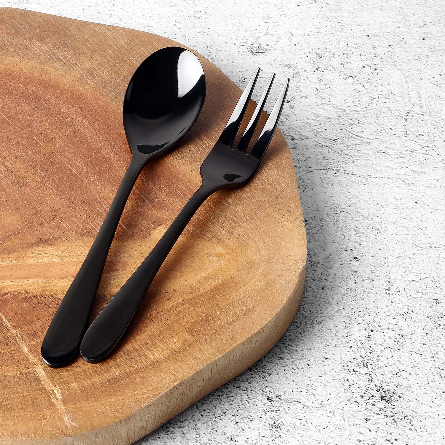 BLKP AZ-5033 Pearl Metal Tea Spoons, 2 Fruit Forks, 4-Piece Set, Limited, Black, Titanium Plated, Black