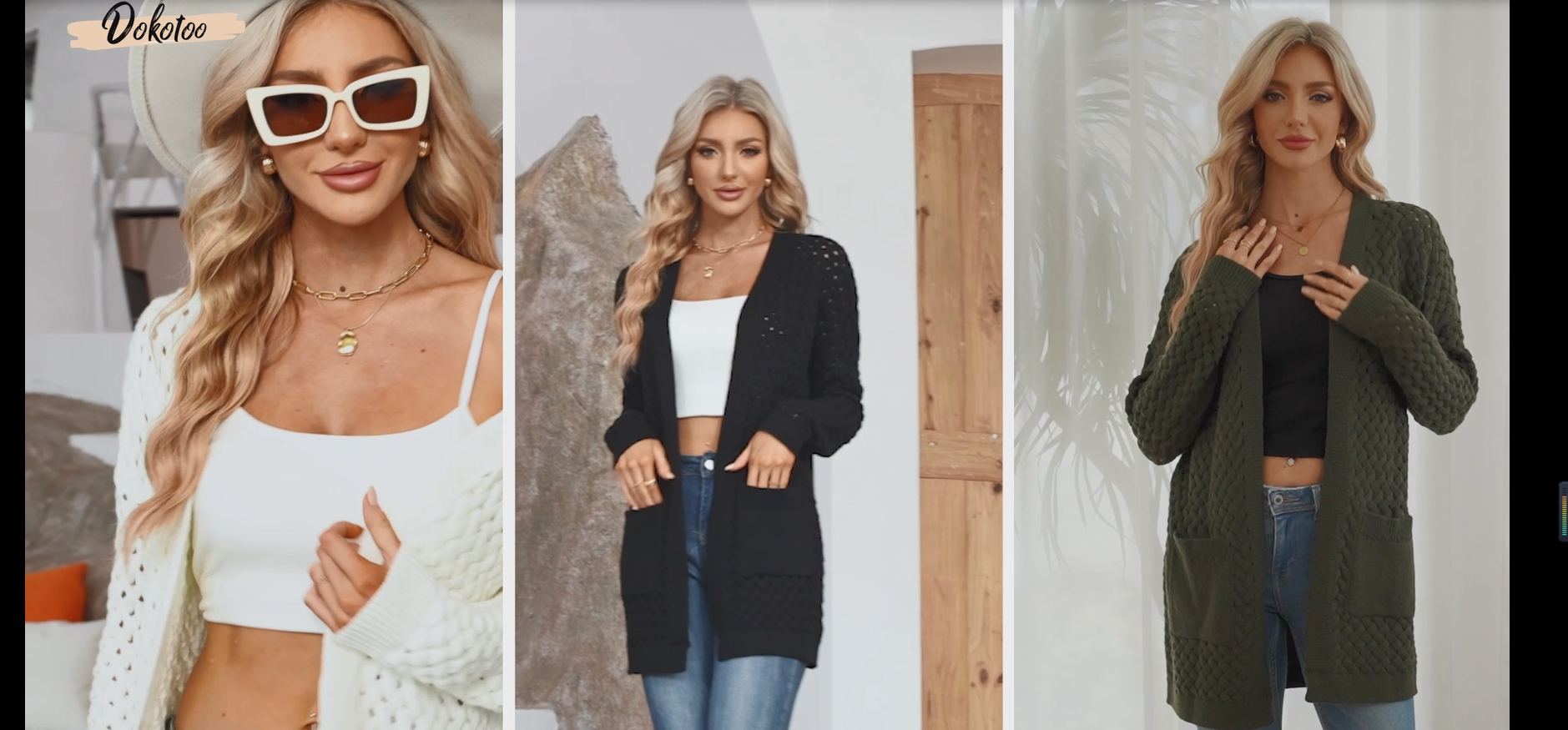 Dokotoo Beige Cardigan Sweaters for Women 2026 Fashion Trendy