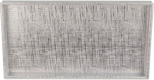 Home Basics Bandeja de tocador para maquillaje, joyas, perfumes, cosméticos, organizador de baño (horizontal, tejido metálico)