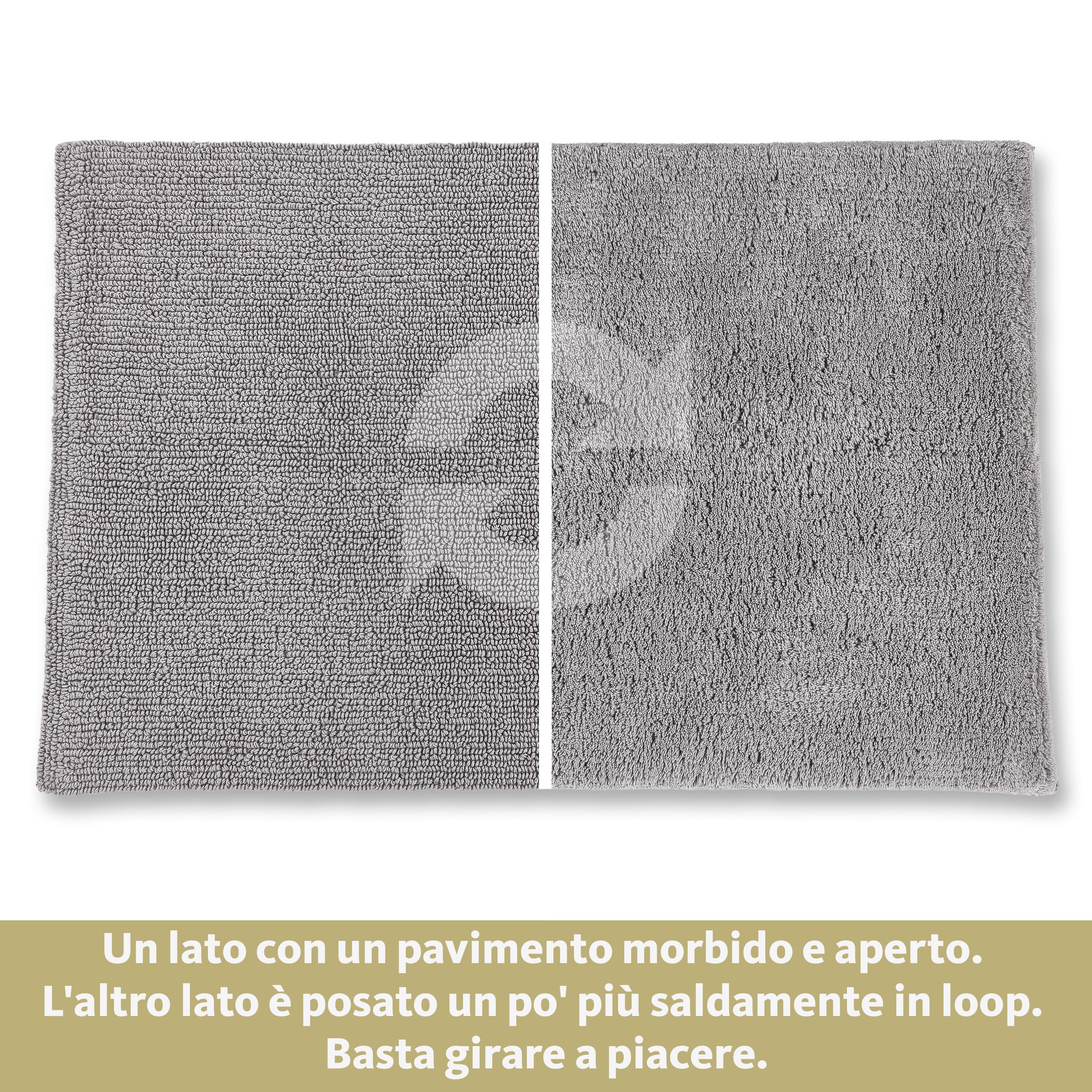 Collezione Schöner Wohnen Tappeto da bagno 60 x 90 cm - reversibile - lavabile - 100% cotone - monocolore - grigio chiaro
