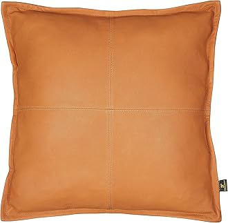 TOMJACK Lambskin Leather Pillow Cover - Decorative Sofa Cushion Case - Throw Covers for Living Room & Bedroom, 20" x 20" - Mustard Flavia Box Pack of 1