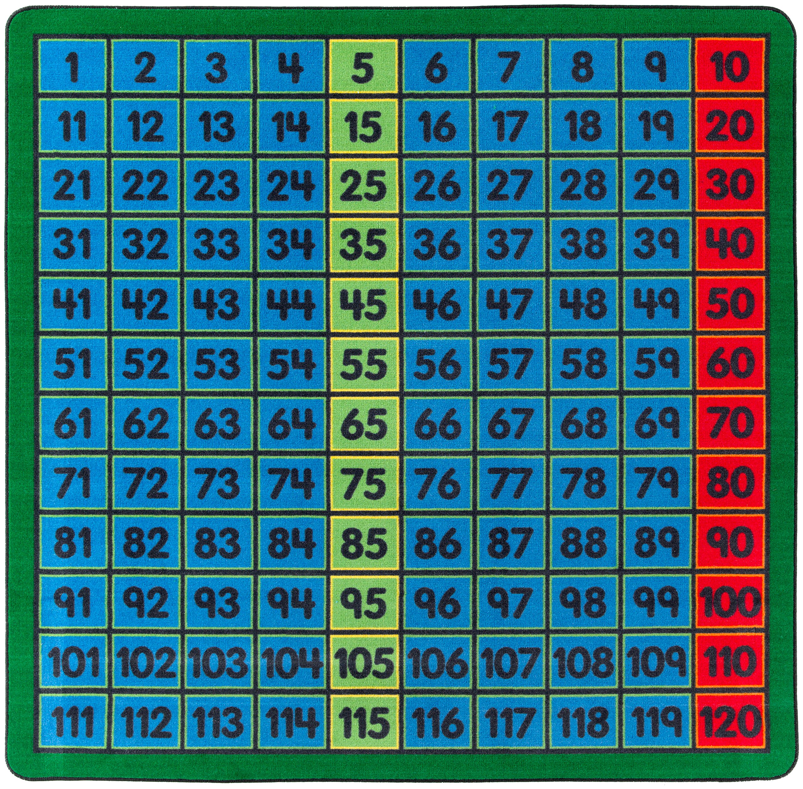 Flagship Carpets Counting Number Multicolor Educational Square Rug for Kids Playroom, Nursery Room Mat, Home Learning Area, and Classroom Carpet, 6' x 6', Counting to 120