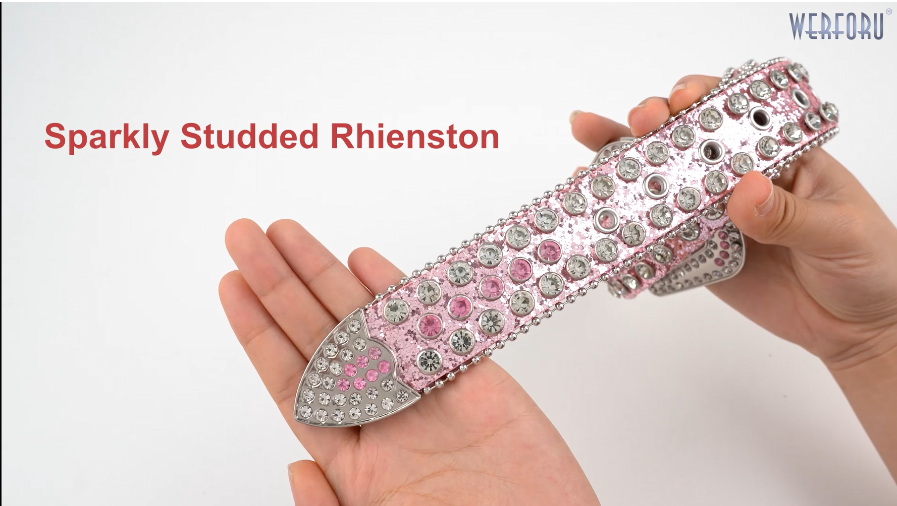 Women Western Rhinestone Studded Leather Belt Cowgirl Bling  display picture 3