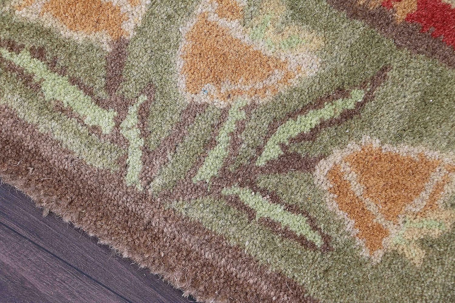 Tulips Adeline Floral Traditional Oriental Old Antique Style Woolen Area Carpets (2.6 x 9' Runner, Beige Multi)