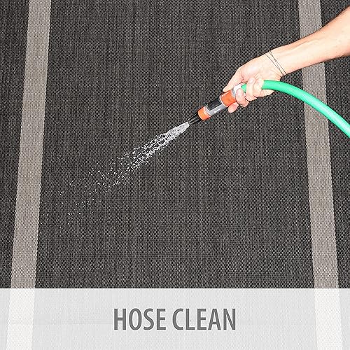 Miniatura 7 de CAMILSON Alfombra moderna para interiores o exteriores, para patio, cocina, vestíbulo o pasillo, lavable, de 9 x 12 pies, con bordes, color gris