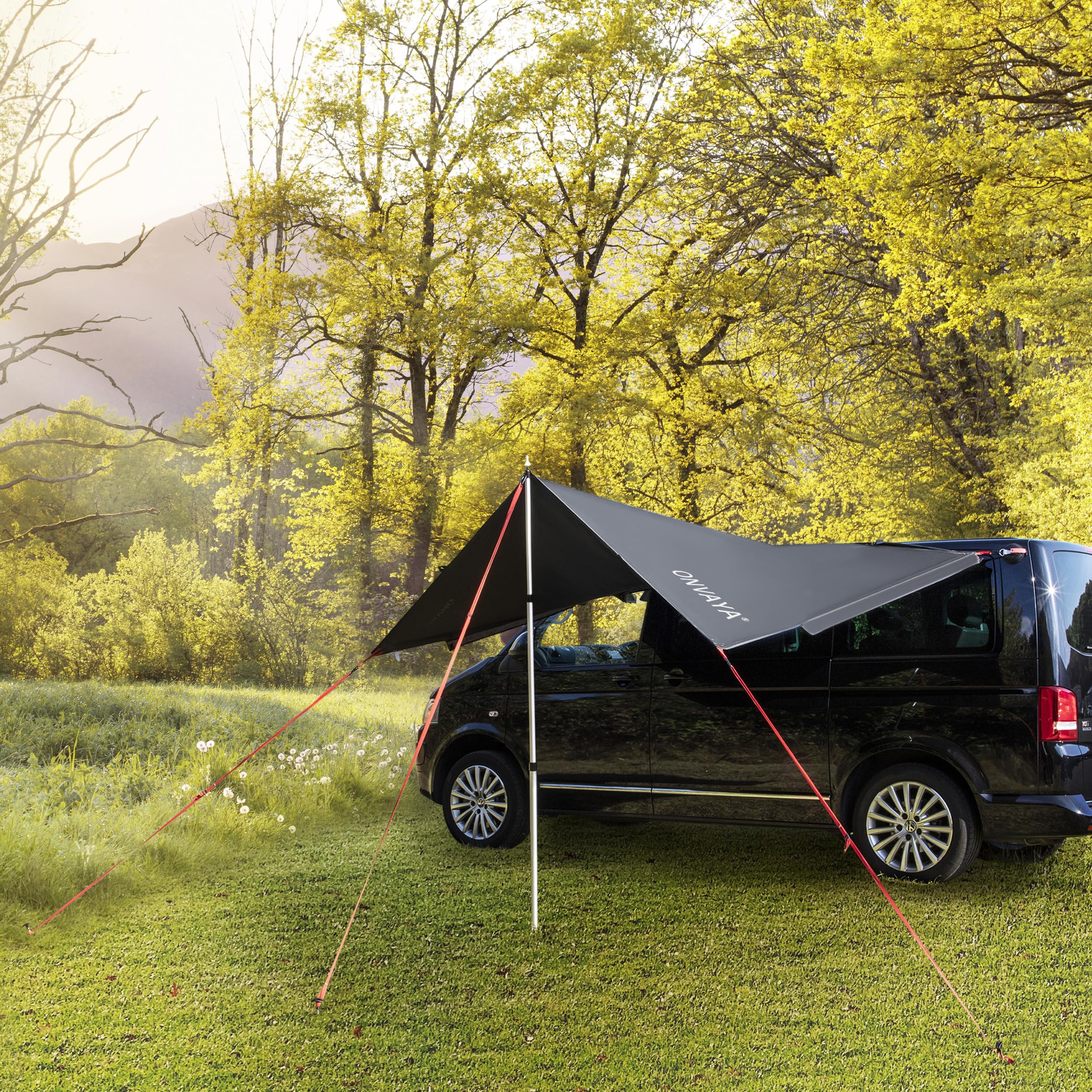 ONVAYA® Auto-Sonnensegel | Grau | Schutz vor Wind, Regen, Sonne (UV99) | 6 Aufbauvarianten | Schneller und einfacher Aufbau