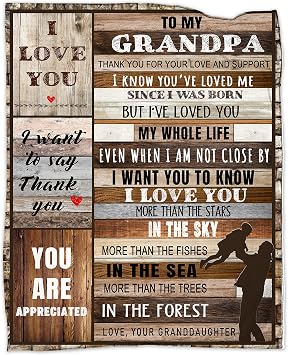 Grandpa Birthday Gifts, Grandpa Gift from Granddaughter, Soft Cozy Flannel Throw Blanket Christmas for Grandfather Fathers Day, Grandpas Blanket 80"x60",