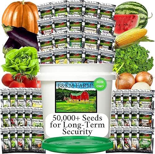 Survival Seed Vault: 50 Varieties, 50,000+ Non-GMO Heirloom Seeds -