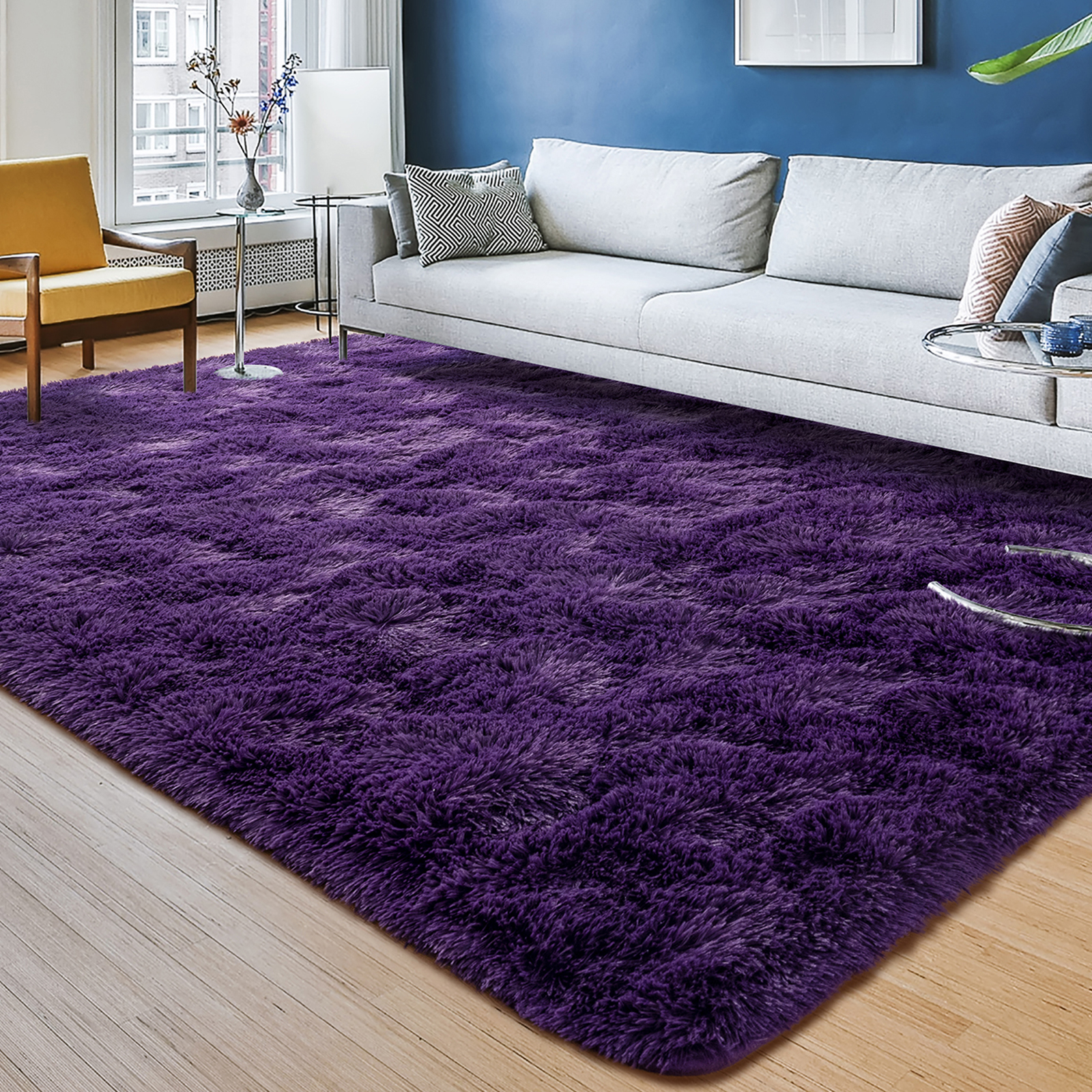 Amazon.com: Przemy Dark Purple Area Rug for Living Room, 5x8 Feet