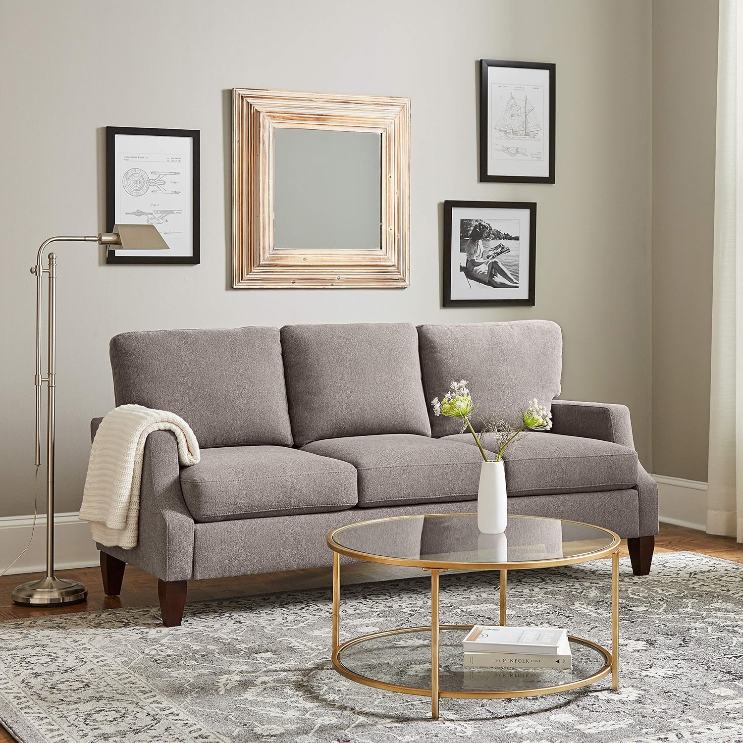 New Product Amazon Brand – Ravenna Home Parker Round Shelf Storage Coffee Table, 31.5W, Glass and Gold