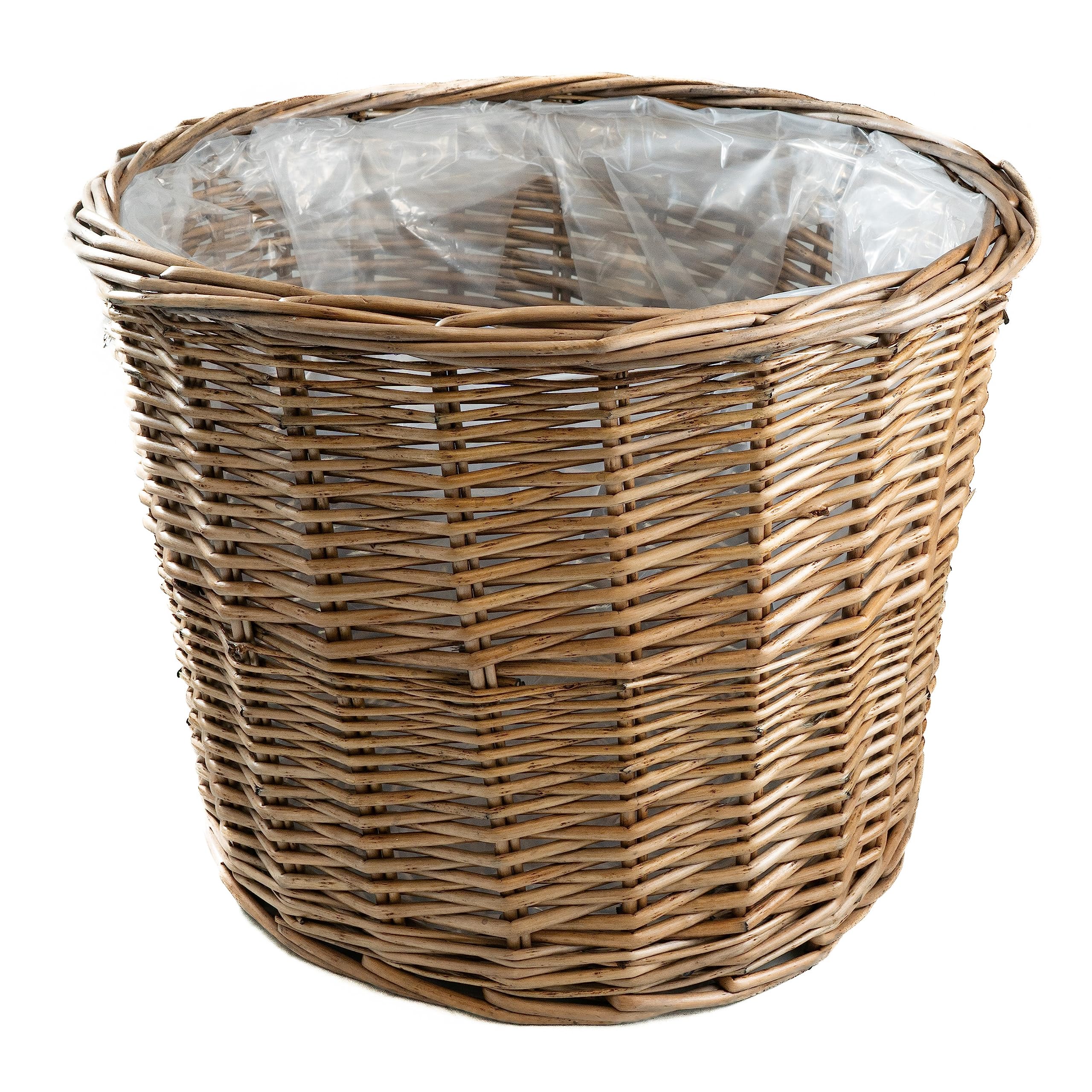 Arthur Cameron - Round Wicker Planter with Plastic Lining, Perfect for Indoor Plants & Flowers - Perfect as a bin for waste, bedroom & bathroom