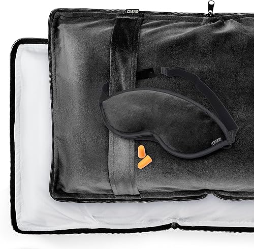 Miniatura 3 de Lewis N Clark Juego de máxima comodidad kit de viaje portátil para descansar o avión con almohada inflable funda de transporte con cremallera manta