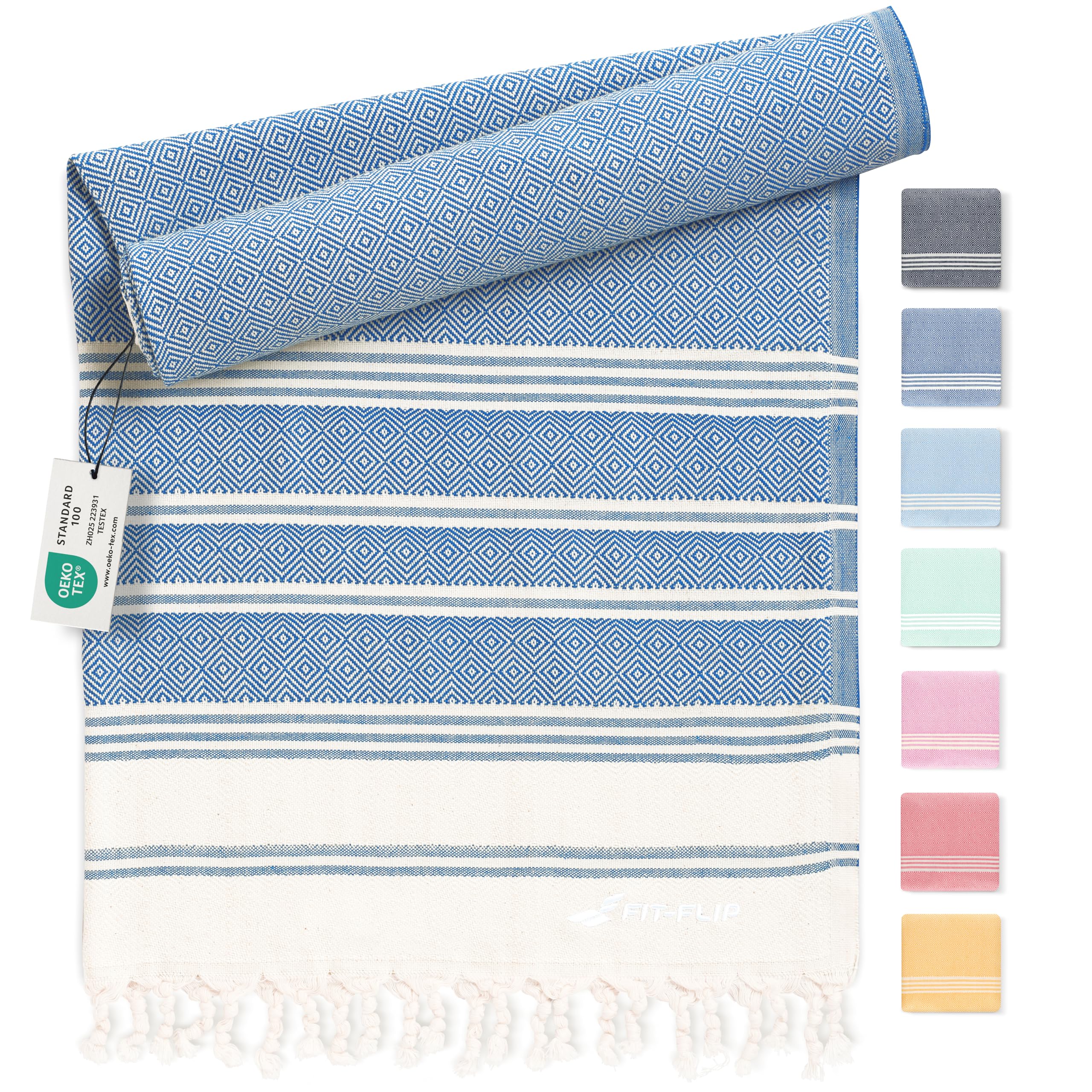 Toalla Hammam – Toallas de playa grandes de algodón 100% reciclado – Toalla turca de secado rápido, Fouta, toalla de playa grande pestemal ideal como toalla gigante de playa y sarong