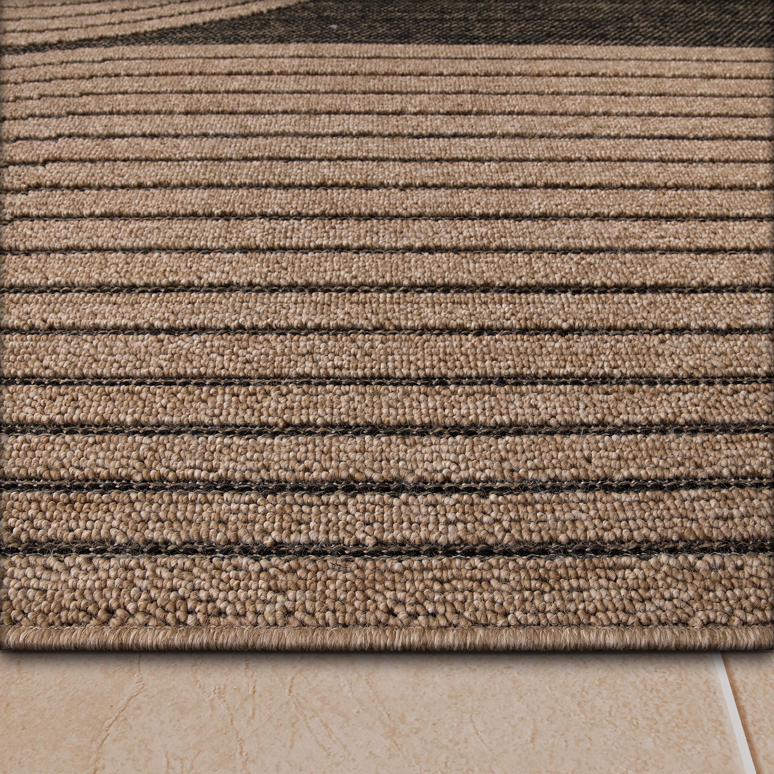 Paco Home Hochwertiger Outdoor Teppich Wetterfest & Pflegeleicht Jute-Sisal-Optik mit Fransen & Hoch-Tief-Effekt Langlebig für Terrasse, Balkon, Garten & Küche, Grösse:160x220 cm, Farbe:Anthrazit