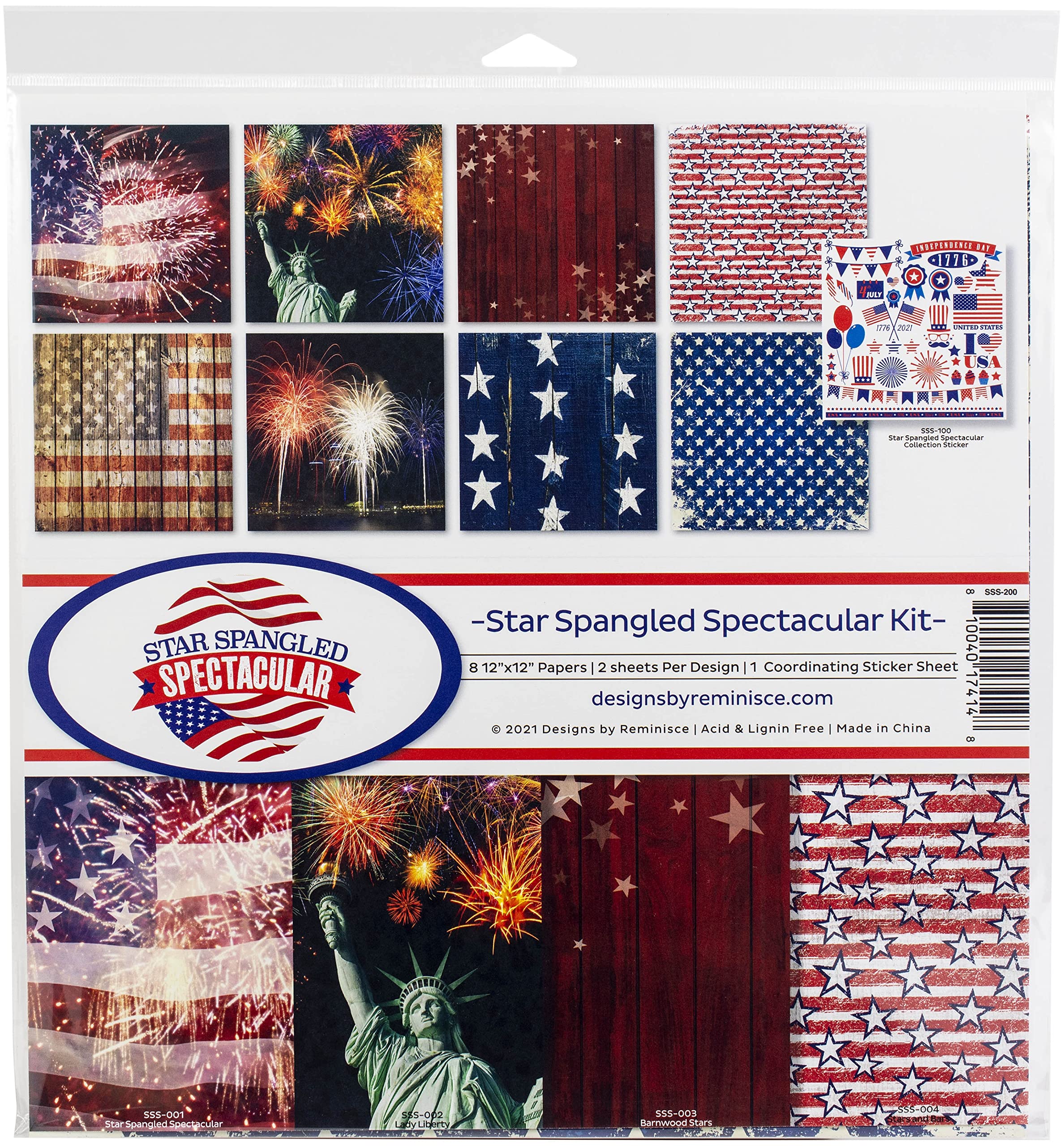 ReminisceStar Spangled Spectacular Scrapbook Collection kit, White, 12-x-12-Inch