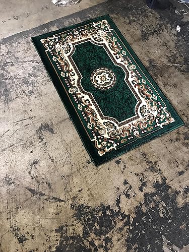 Miniatura 2 de Kingdom Alfombra tradicional verde cazador D123 (5 pies 2 pulgadas x 7 pies 1 pulgada)