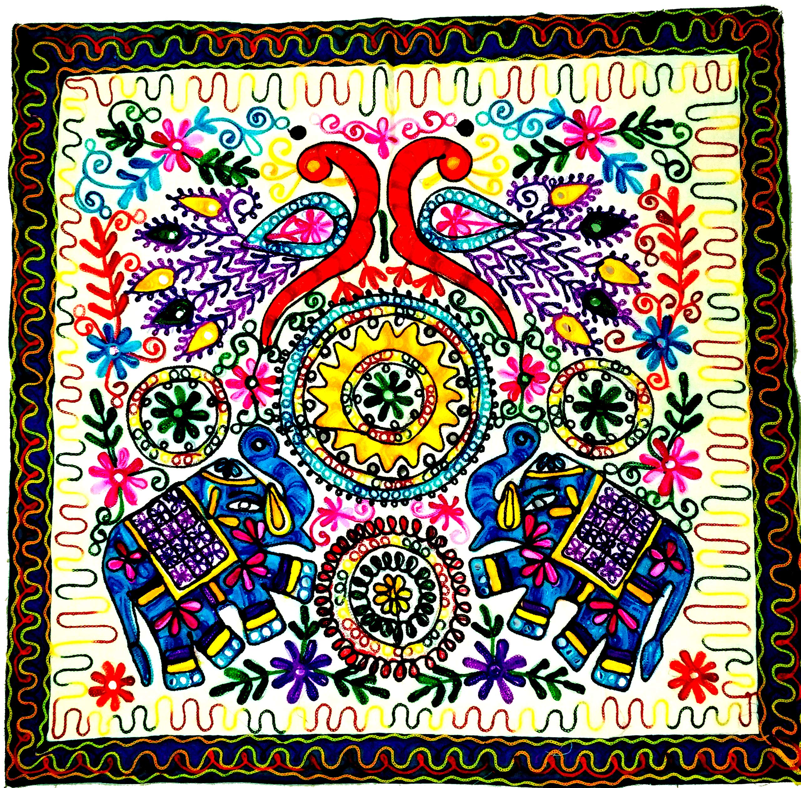 Tenture coton Purpledip 11363A : nappe brodée vintage Forest Welcome - 5