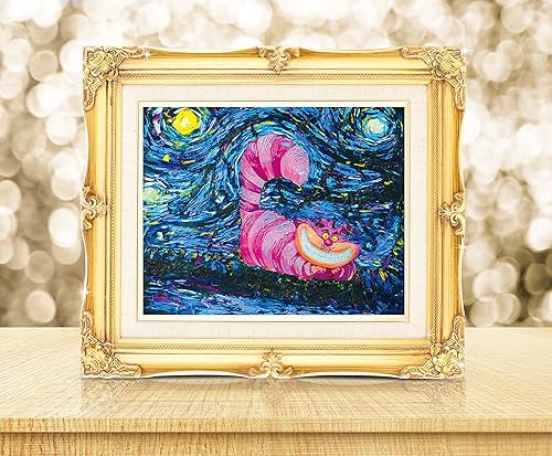 Miniatura 2 de Uhomate Alicia en el país de las maravillas Cheshire Cat Alicia Wonderland Vincent Van Gogh Pósters de noche estrellada para el hogar, lienzo