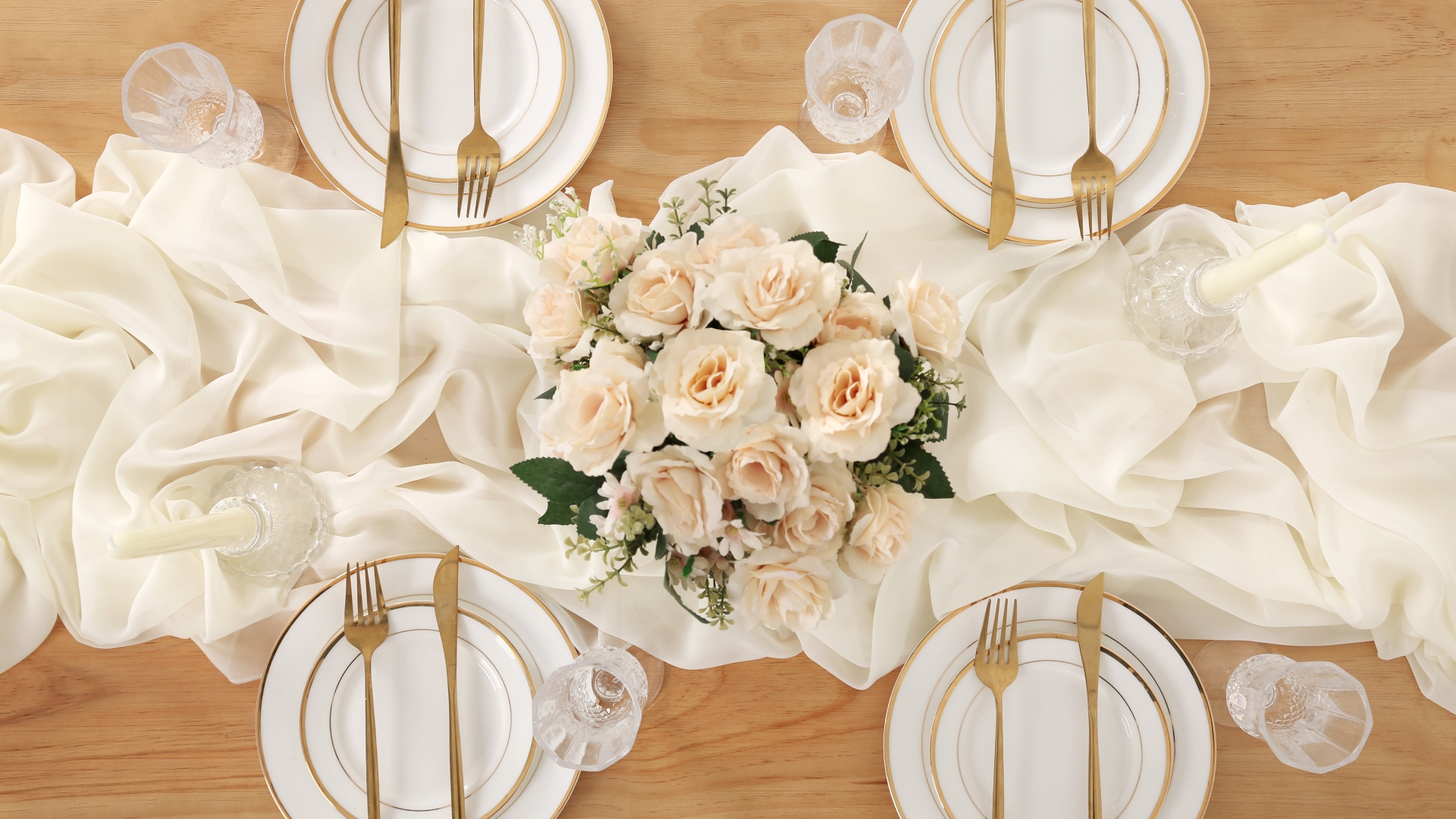 Ivory Chiffon Table Runner 2 Packs 27x120 Inch Chiffon Draping