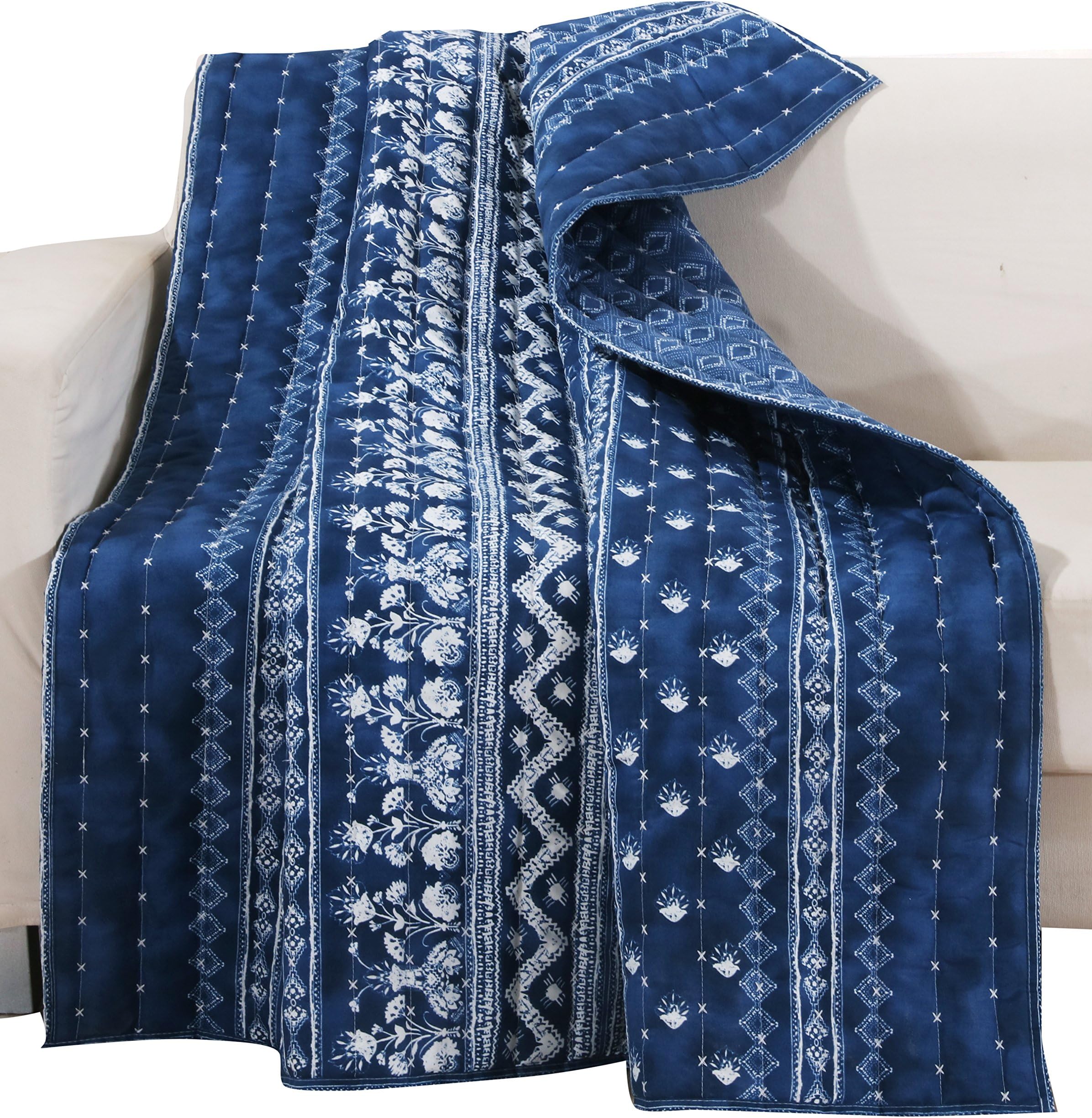 Barefoot Bungalow Embry Indigo Quilted Throw