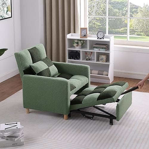 Miniatura 13 de Sofá cama convertible 3 en 1, silla reclinable de tela de terciopelo para interiores con respaldo ajustable y almohada para adultos, sofá extraíble