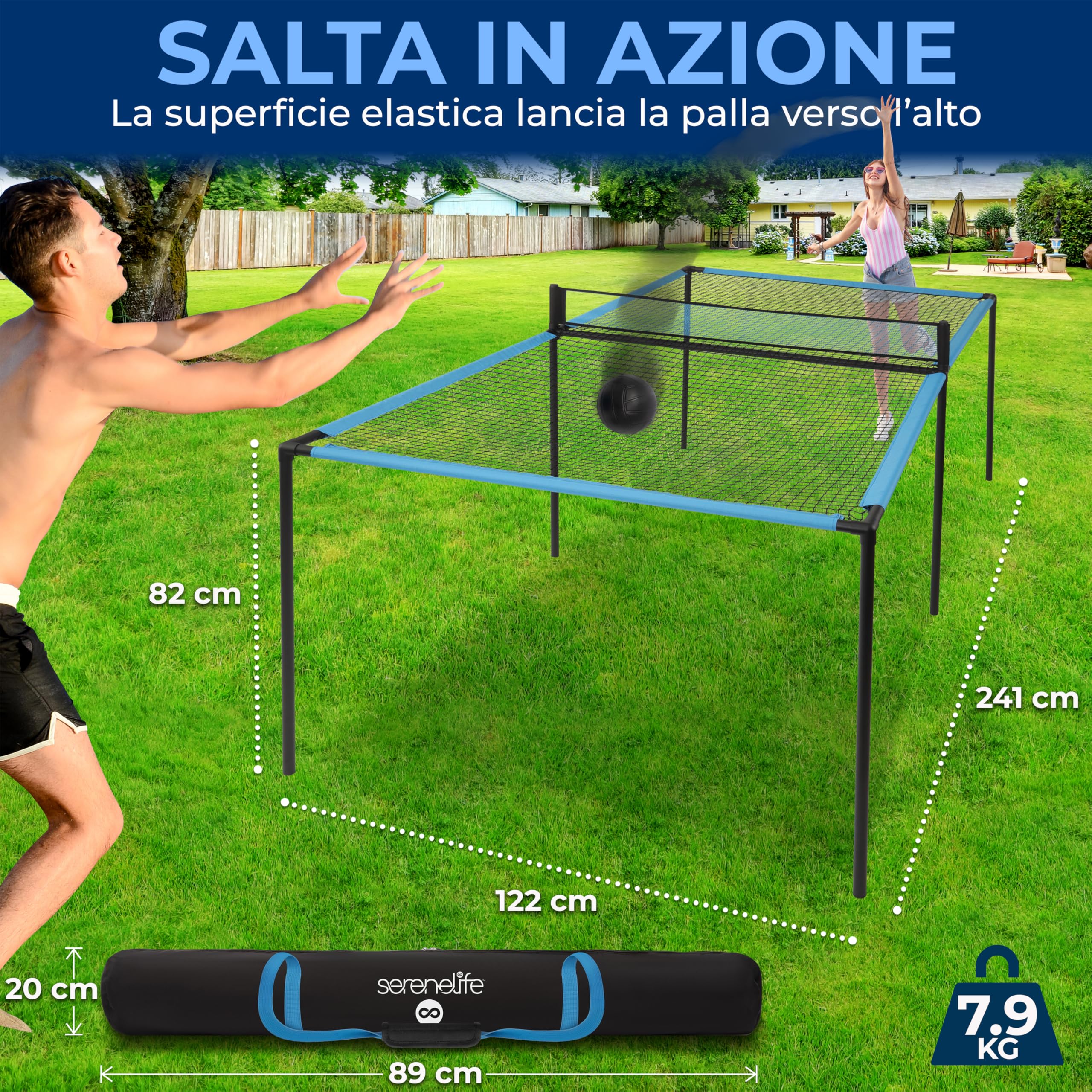 SereneLife Tavolo Ping Pong, Gioco da Tavolo 240 cm in Acciaio Verniciato con Rete Ping Pong, Racchette e Palline, al Coperto e all’Aperto