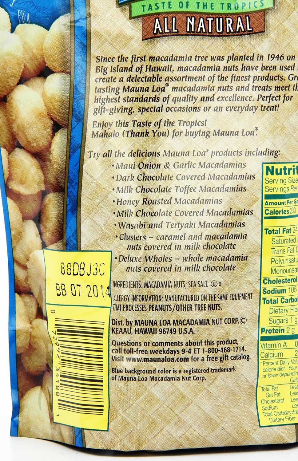 Mauna Loa Macadamias, Dry Roasted with Sea Salt, 10-oz.