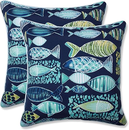 Vista 70 de Pillow Perfect Almohadas de gran tamaño para exteriores/interiores, lumbares - 16.5 x 24.5 pulgadas, azul coral bahía 2 unidades Bahía de Coral Azul