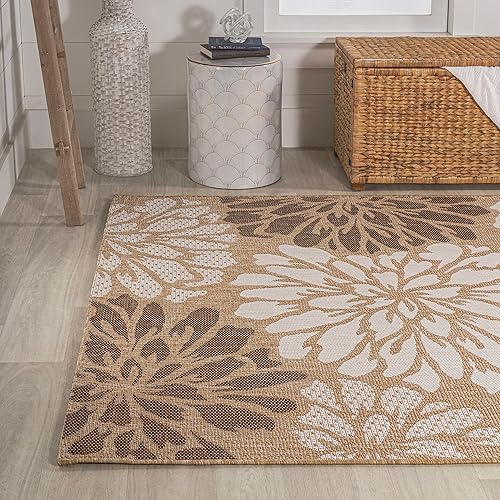 Miniatura 3 de Eyely BMS110I-4 Santa Mónica Zinnia - Alfombra moderna con textura floral para interiores y exteriores, estilo costero glamour, dormitorio, patio