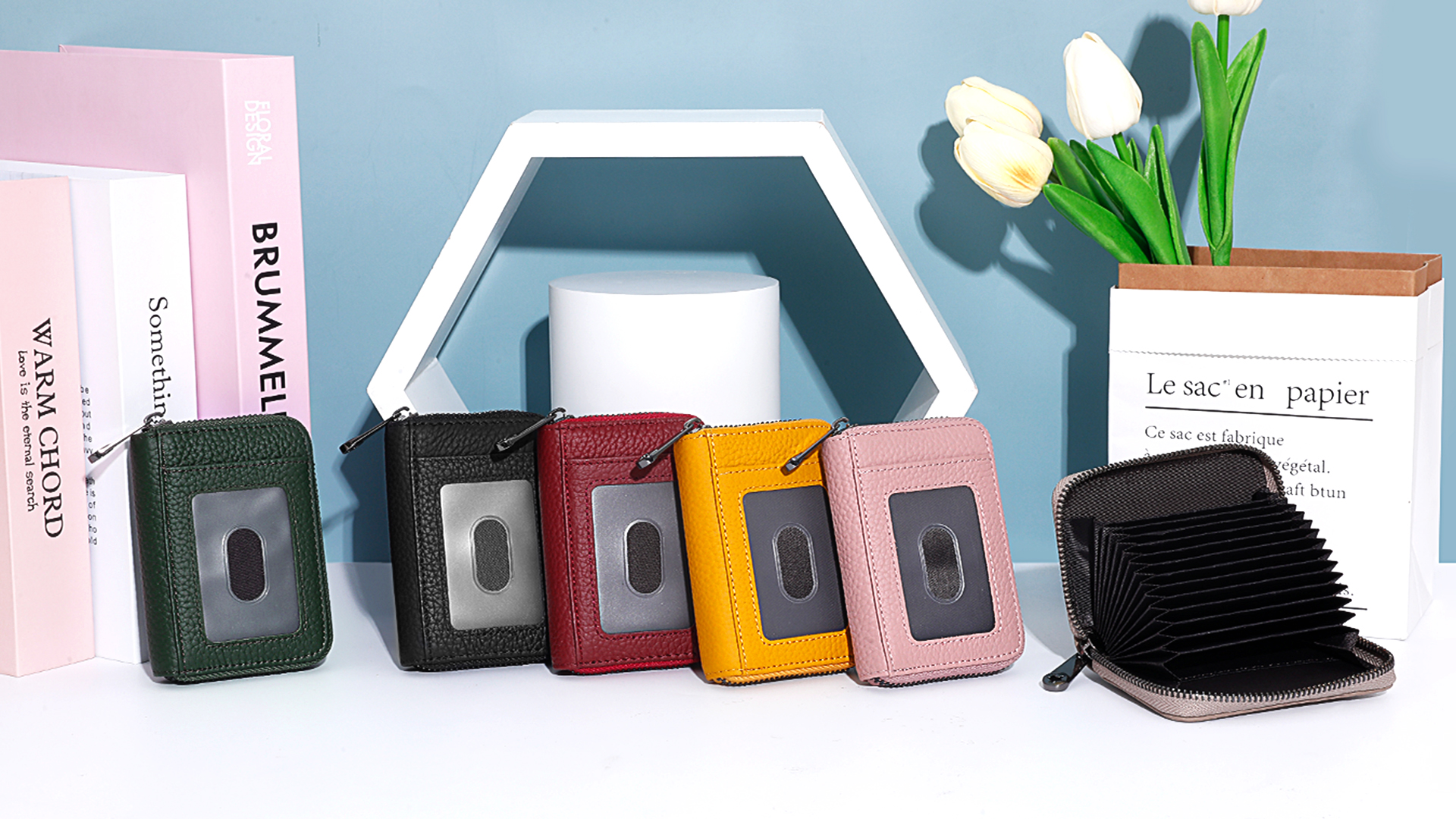 Amazon.com: Badiya Genuine Leather Credit Card Holder RFID