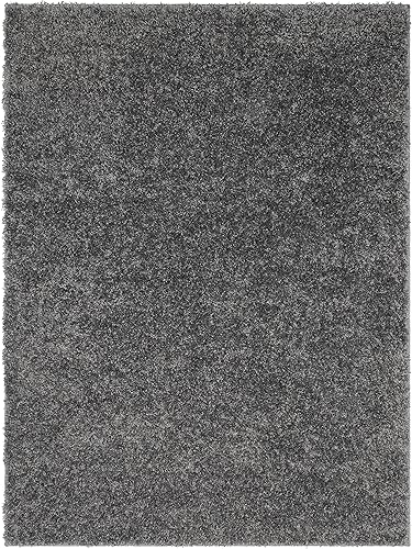 Well Woven Elle Basics Emerson Shag Tapete texturizado para área, gris carbón, 6 x 9, 6'7" x 9'6"