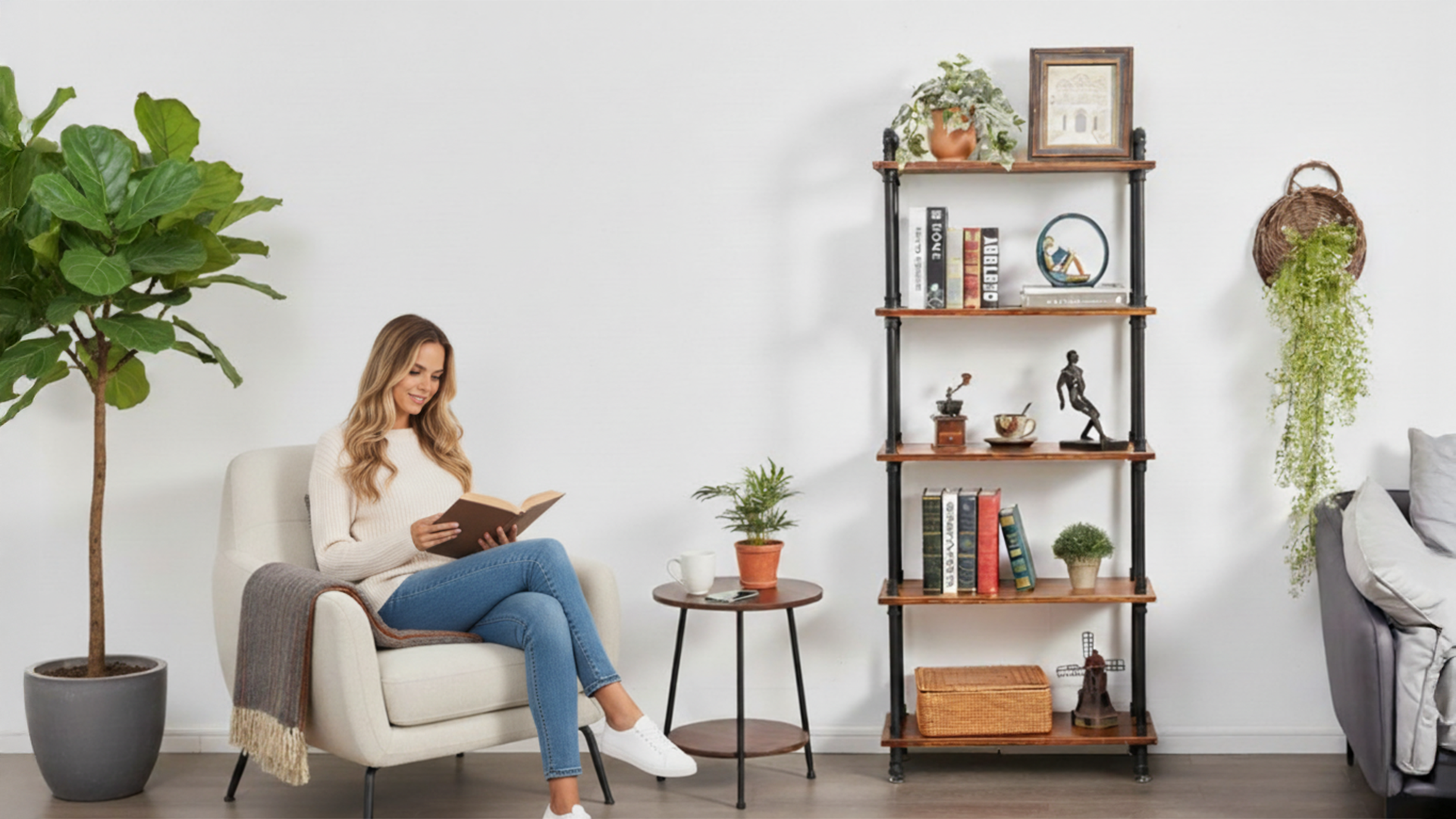 Amazon.com: Anynice Industrial Bookshelf, Rustic Open Bookcase, 5