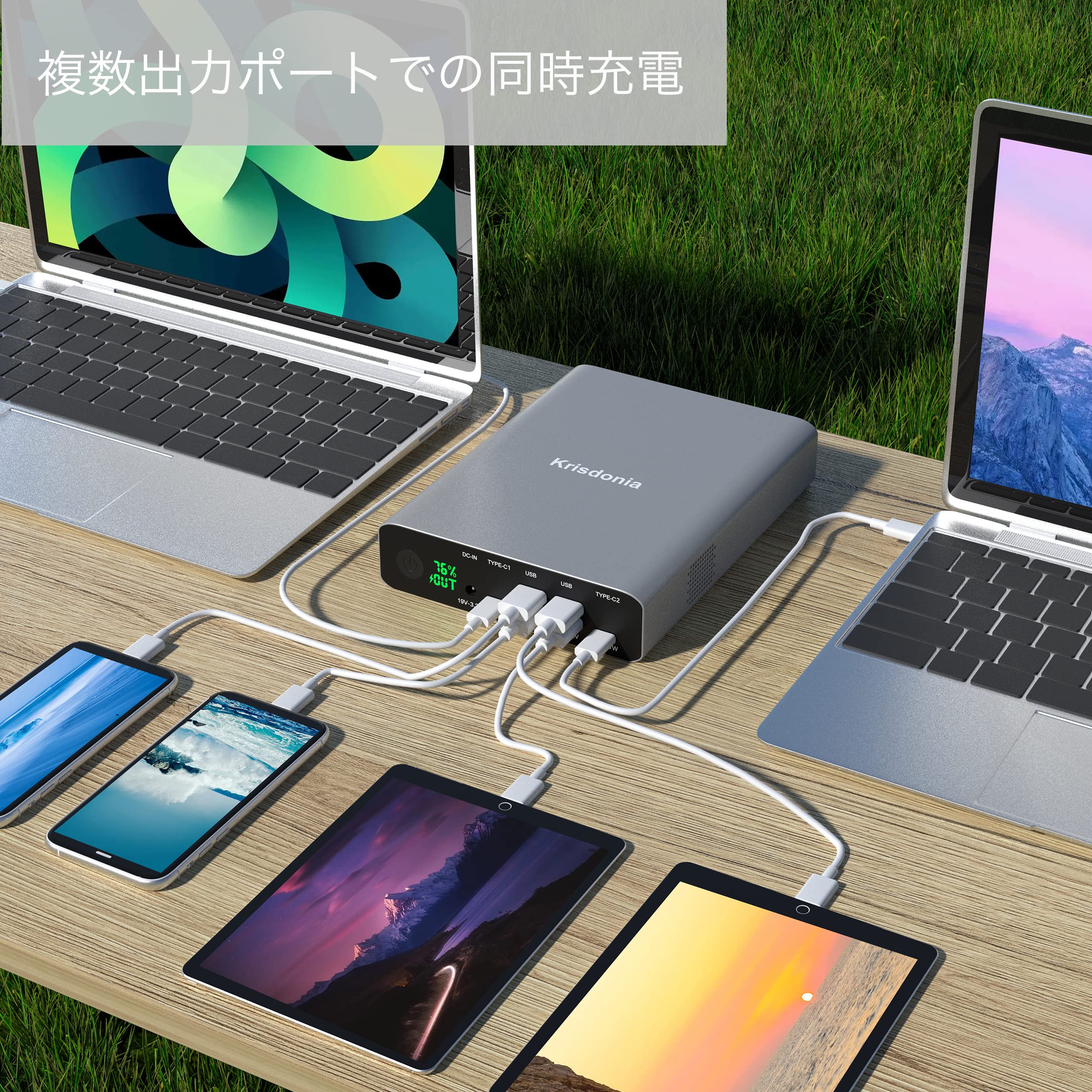 Amazon.co.jp: Krisdonia 100W PC モバイルバッテリー 大容量 64000mAh 