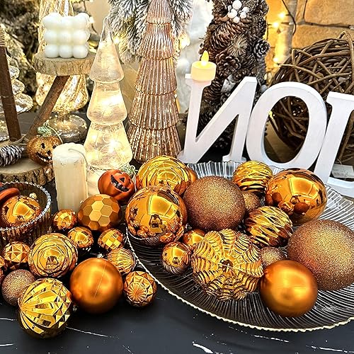 Miniatura 378 de XmasExp Juego de 24 mini esferas de Navidad inastillables para bolas de árbol de Navidad de 1.181 in/1.18 pulgadas (oro rosa)