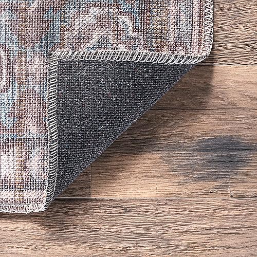 Miniatura 5 de nuLOOM Darcey - Alfombra de medallón floral tradicional lavable a máquina, 5 x 8 pulgadas, color gris