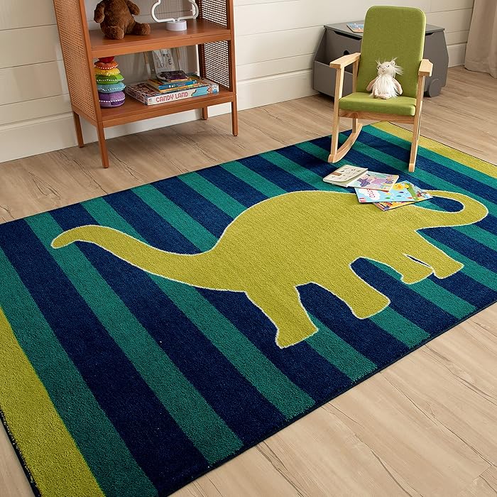 7 Dinosaur Rugs for Nursery & Early Years ๐ฆ๐ถ Mohawk Home Friendly Dinosaur Blue