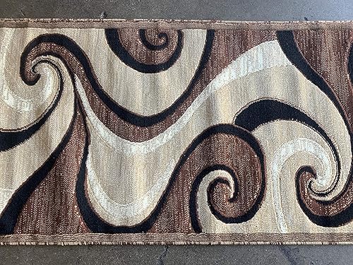 Miniatura 9 de Alfombra moderna de pasillo largo beige Americana Design 144 (32 pulgadas x 15 pies 10 pulgadas)