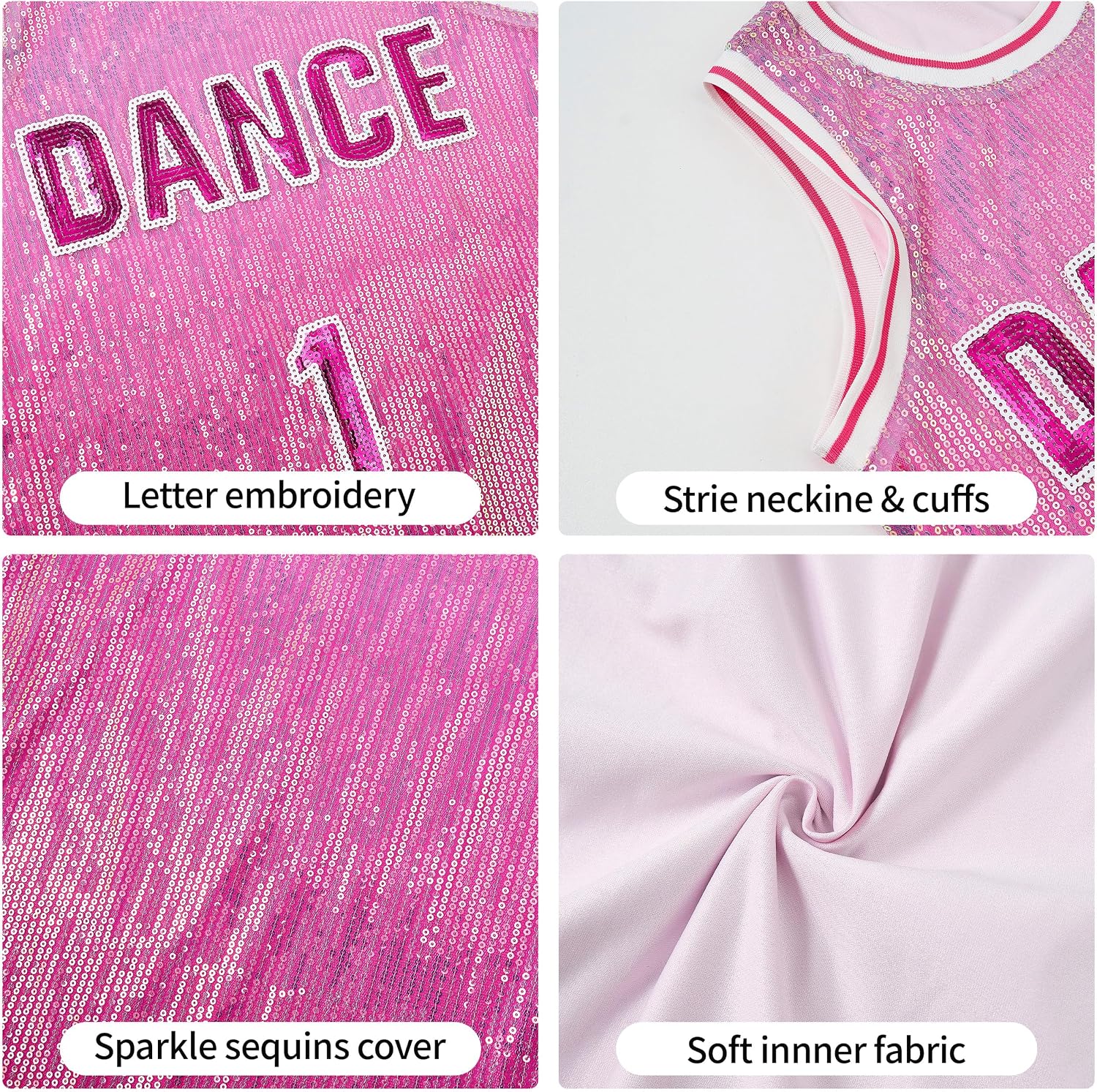 LOLANTA Girls Hip Hop Dance Clothes Kids Jersey Sequin Dress Long Tank Top Jazz Costume Cheerleading T-Shirt