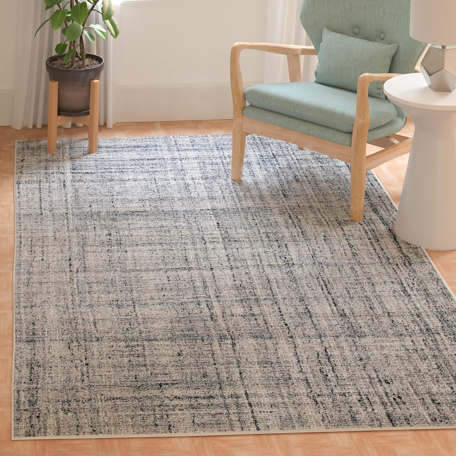 SAFAVIEH Abstract Collection Accent Rug - 3' x 5', Grey & Black, Handmade Wool & Viscose, Ideal for High Traffic Areas in Entryway, Living Room, Bedroom (ABT141B)