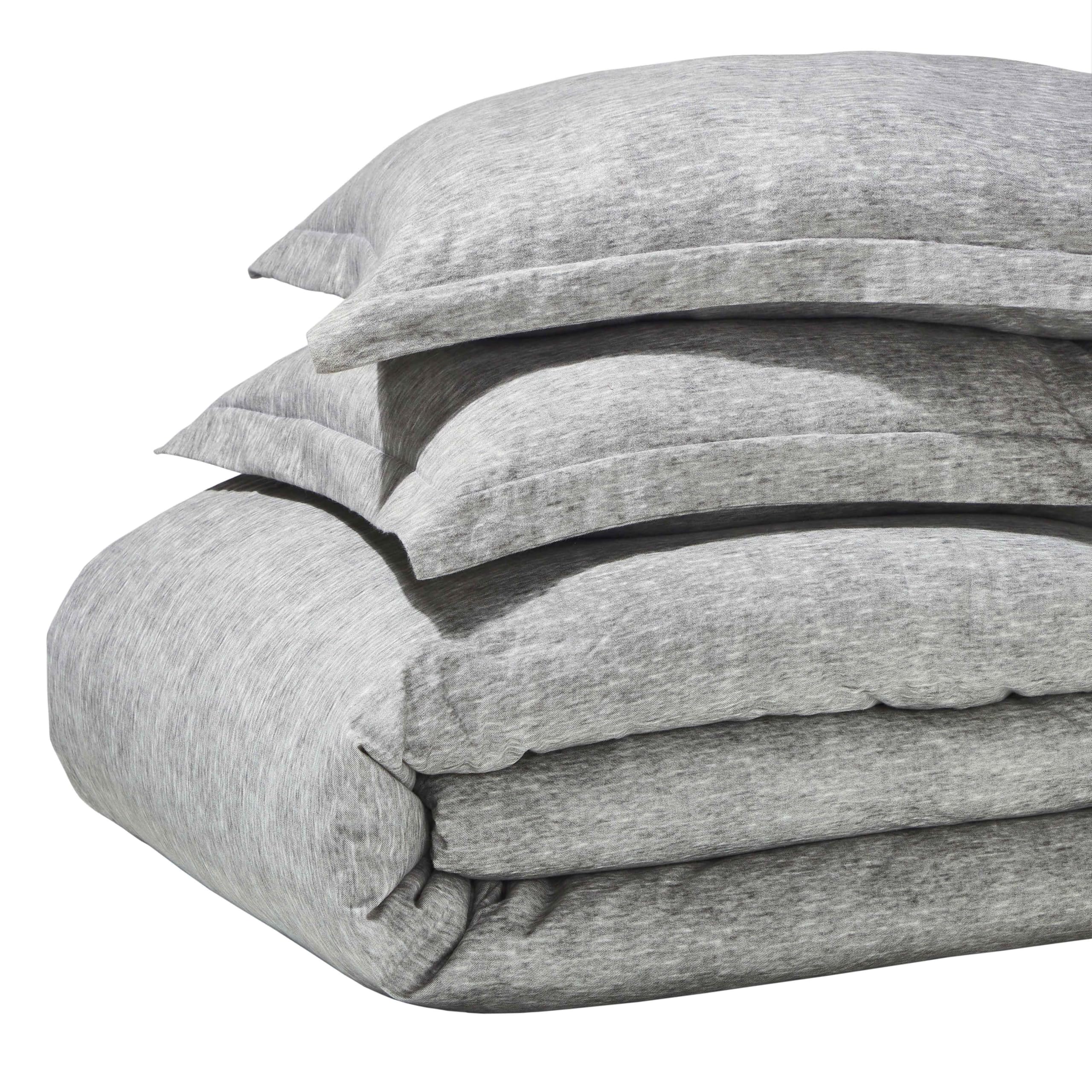Parure de lit flanelle coton mélangé anthracite lit californien avec taies