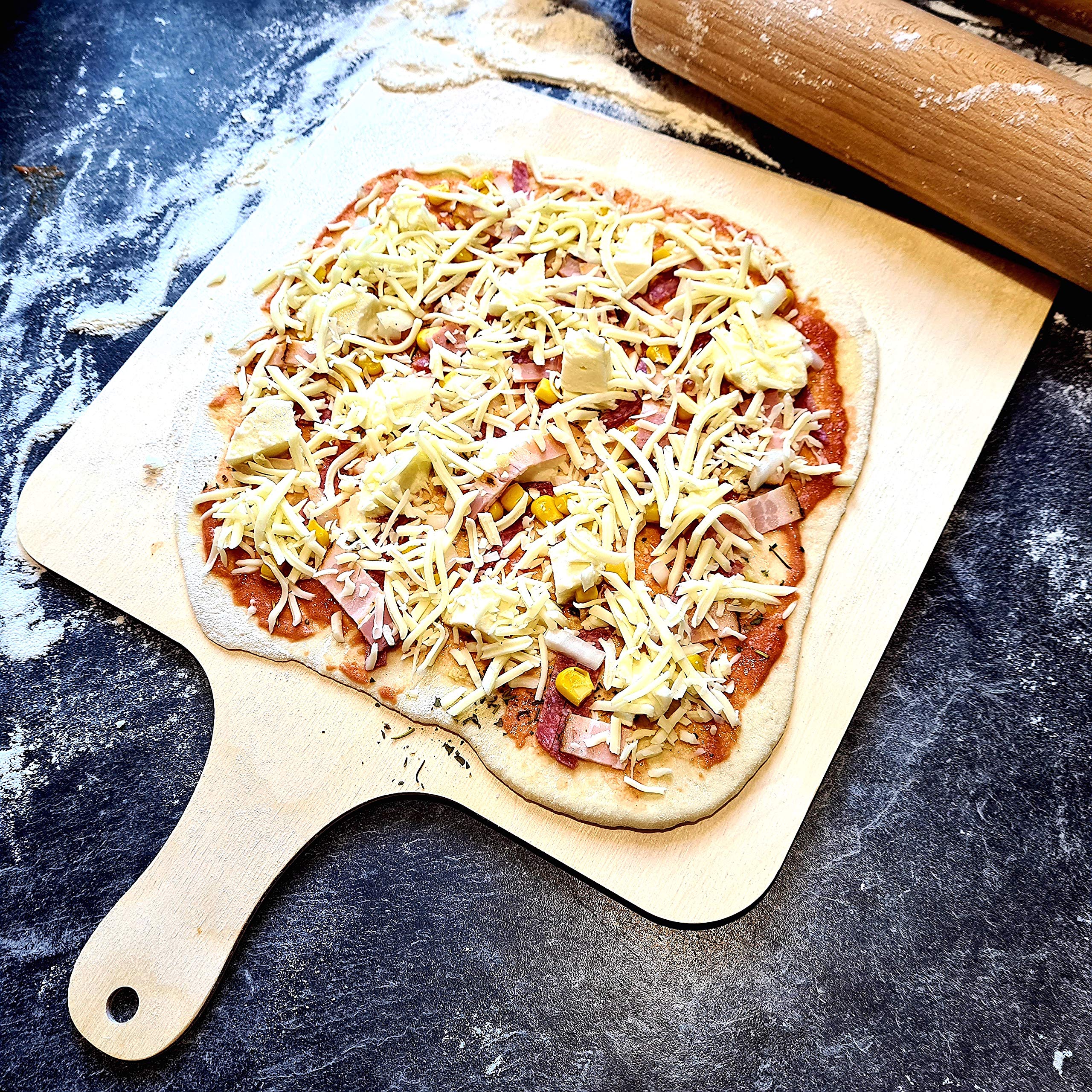 2 Stück Pizzaschieber aus Birken Holz - Ø 30 cm – 100% Made in Germany – Brotschieber – Brotschaufel – Pizzaschaufel – auch für Flammkuchen
