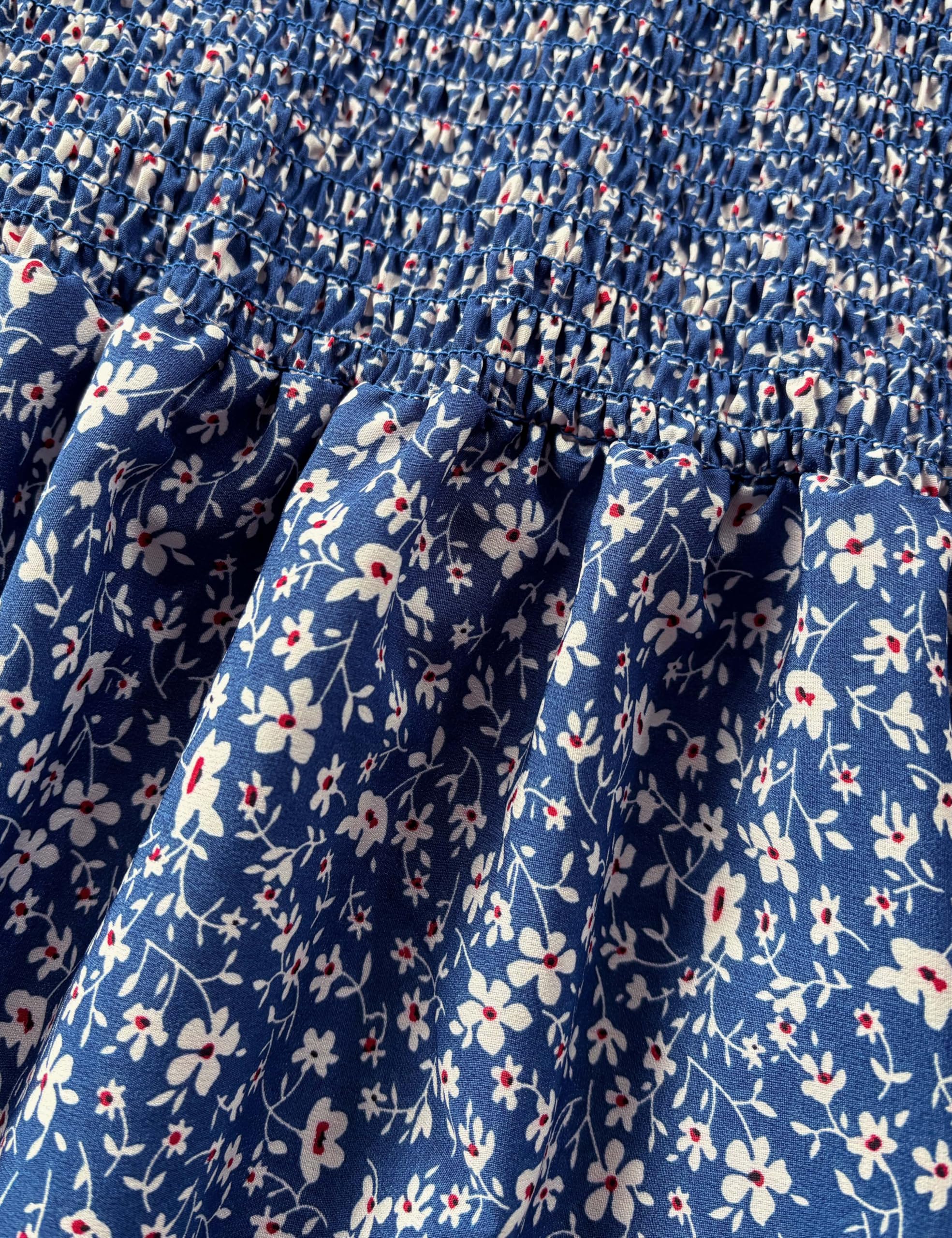 Vestido ajustado de verano de longitud media para maternidad con estampado floral, mangas abullonadas, escote cuadrado y volante en el dobladillo estilo sirena, ideal para fiestas del bebé