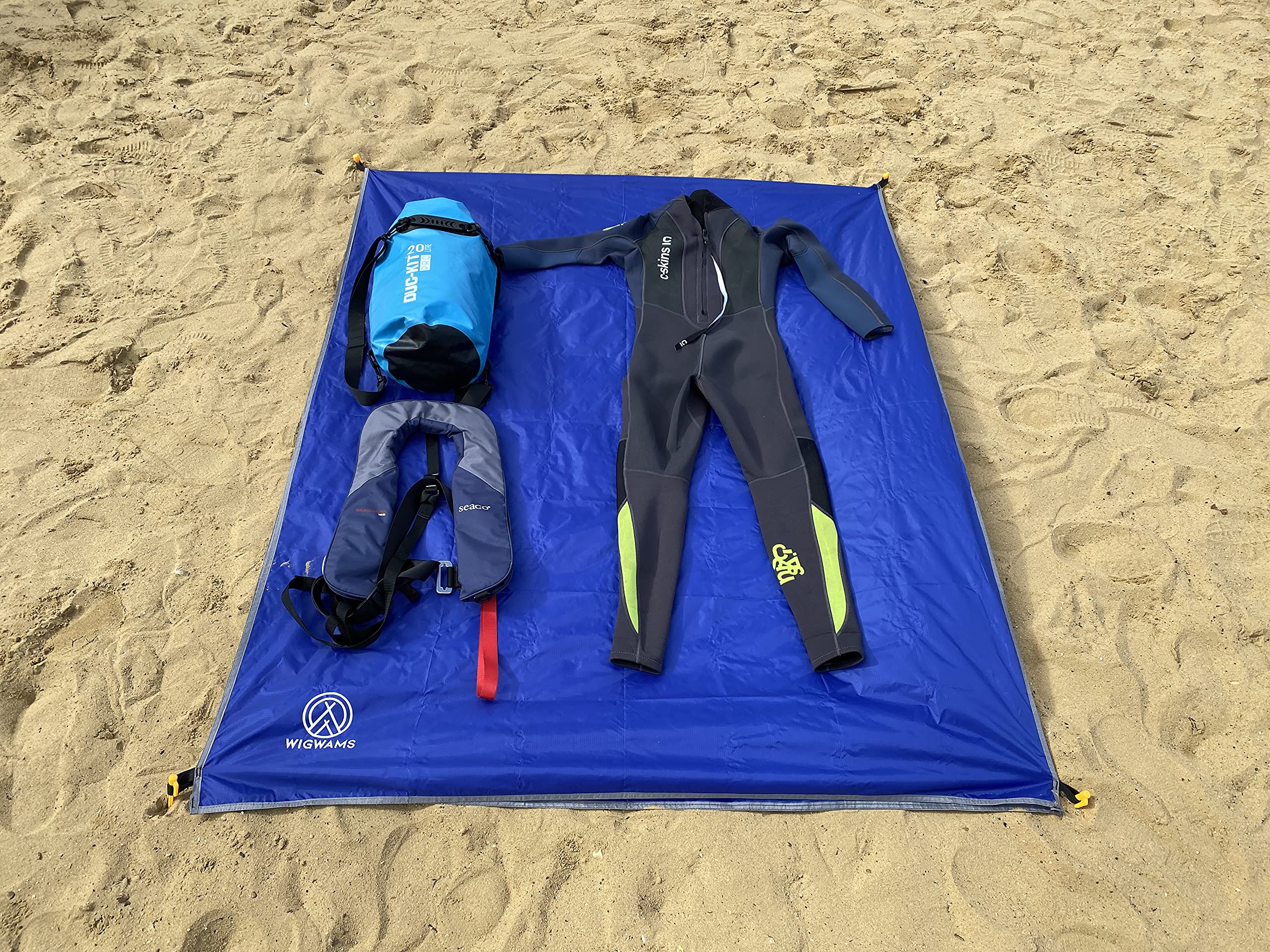SUP Tappetino da atterraggio per tavole da paddle 360 x 145 cm blu oceano nylon 210T