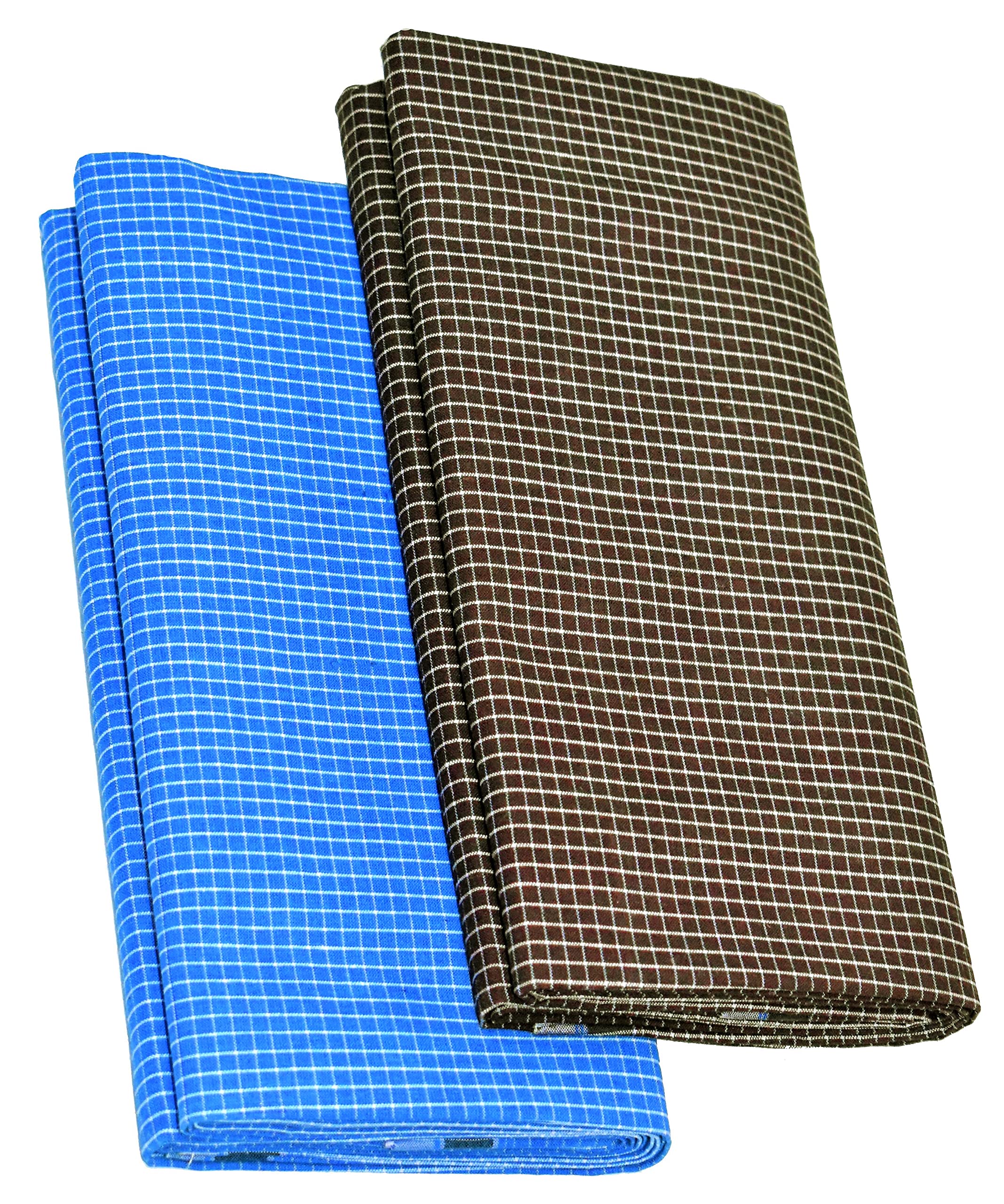 TUNI MANI Men's Cotton Lungi/Stitched/Mini Checked/Length 2.10m (Pack of 2)