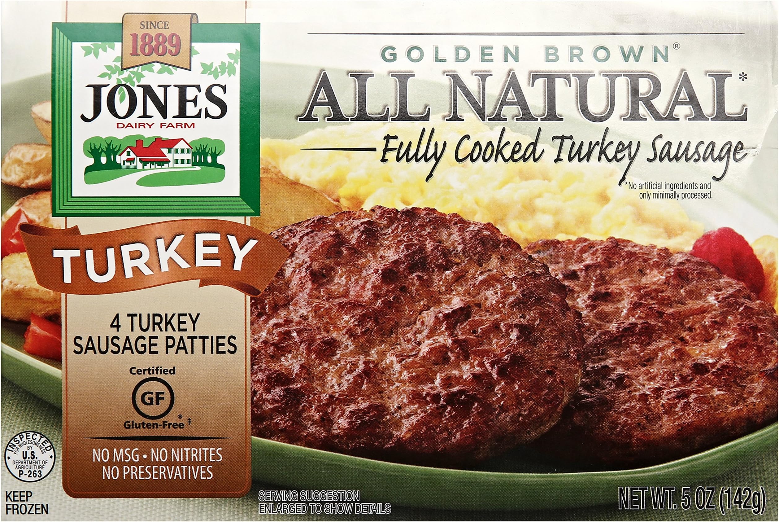 Jones, Turkey Patties, Cooked, 5 oz (Frozen)