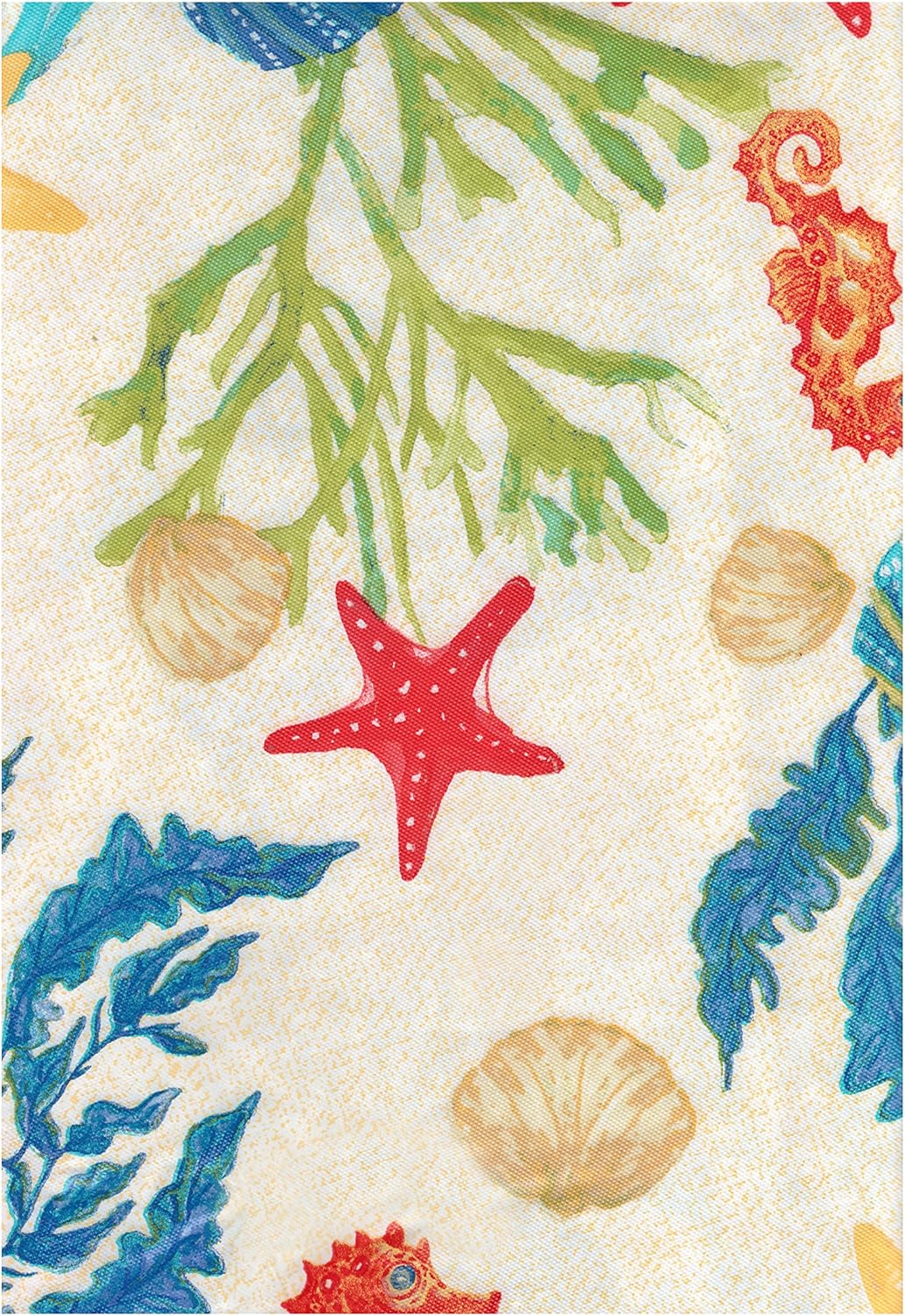 Seahorses, Seashells and Corals on Sand PEVA Vinyl PVC