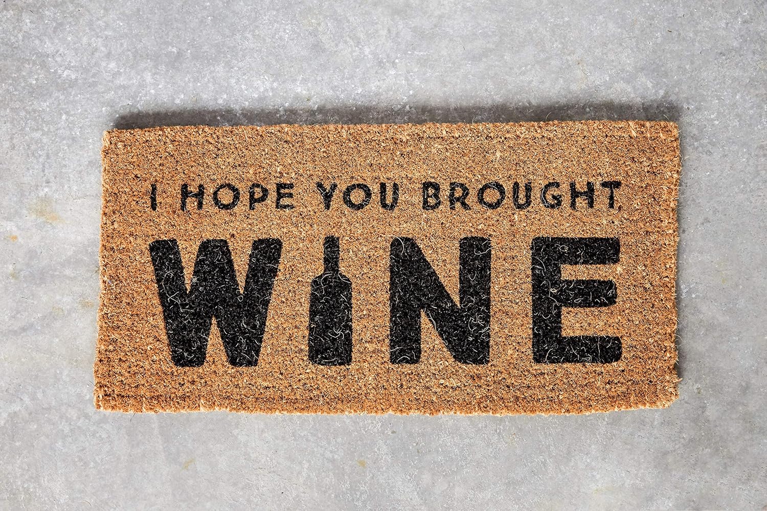 Creative Co-Op "I Hope You Brought Wine" Rectangle Coir Doormat