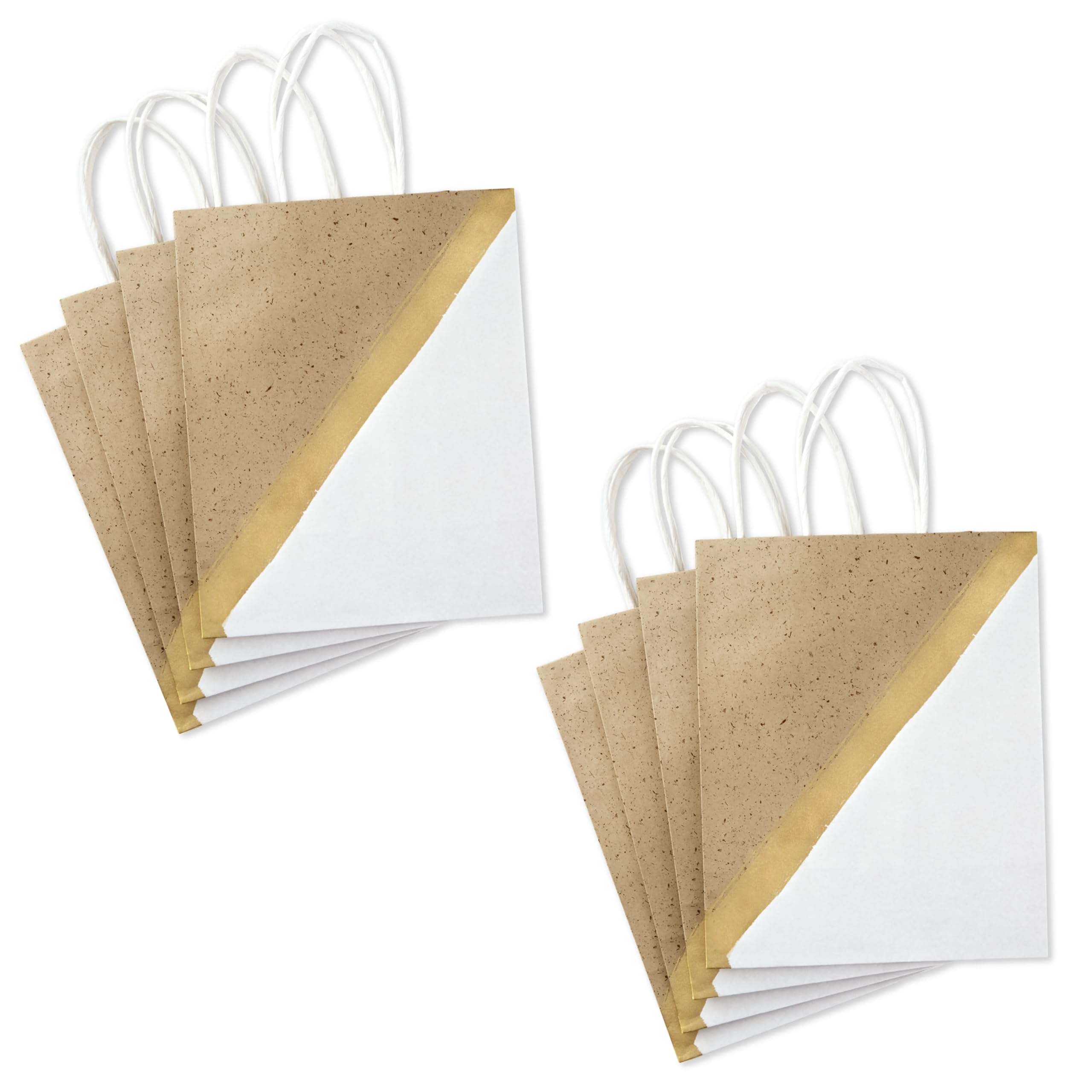 Hallmark 9" Medium Paper Gift Bags (Pack of 8 - White & Kraft) for Valentine's Day, Easter, Birthdays, Mother's Day, Weddings, Graduations, Baby Showers, Bridal Showers, Care Packages and More